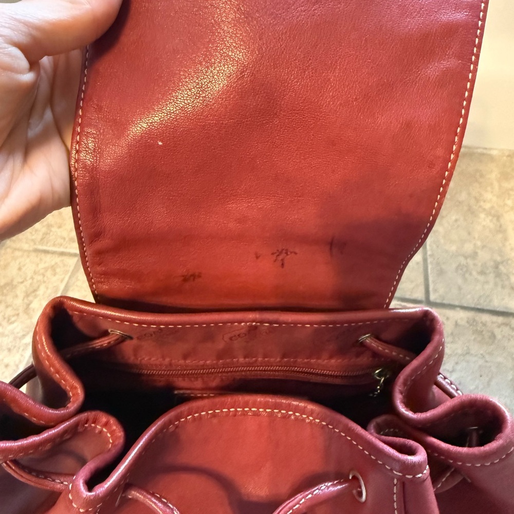COACH LEGACY DRAWSTRING RED LEATHER BACKPACK 9569 - Picture 6 of 9